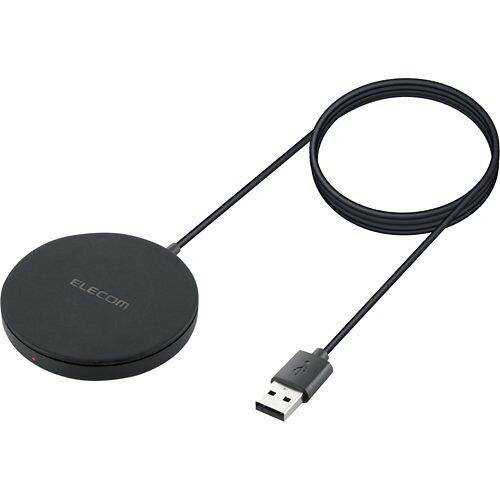 ELECOM エレコム ワイヤレス充電器/マグネット内蔵/5W/卓上/ケーブル一体/1m/ブラック(W-MA01BK)