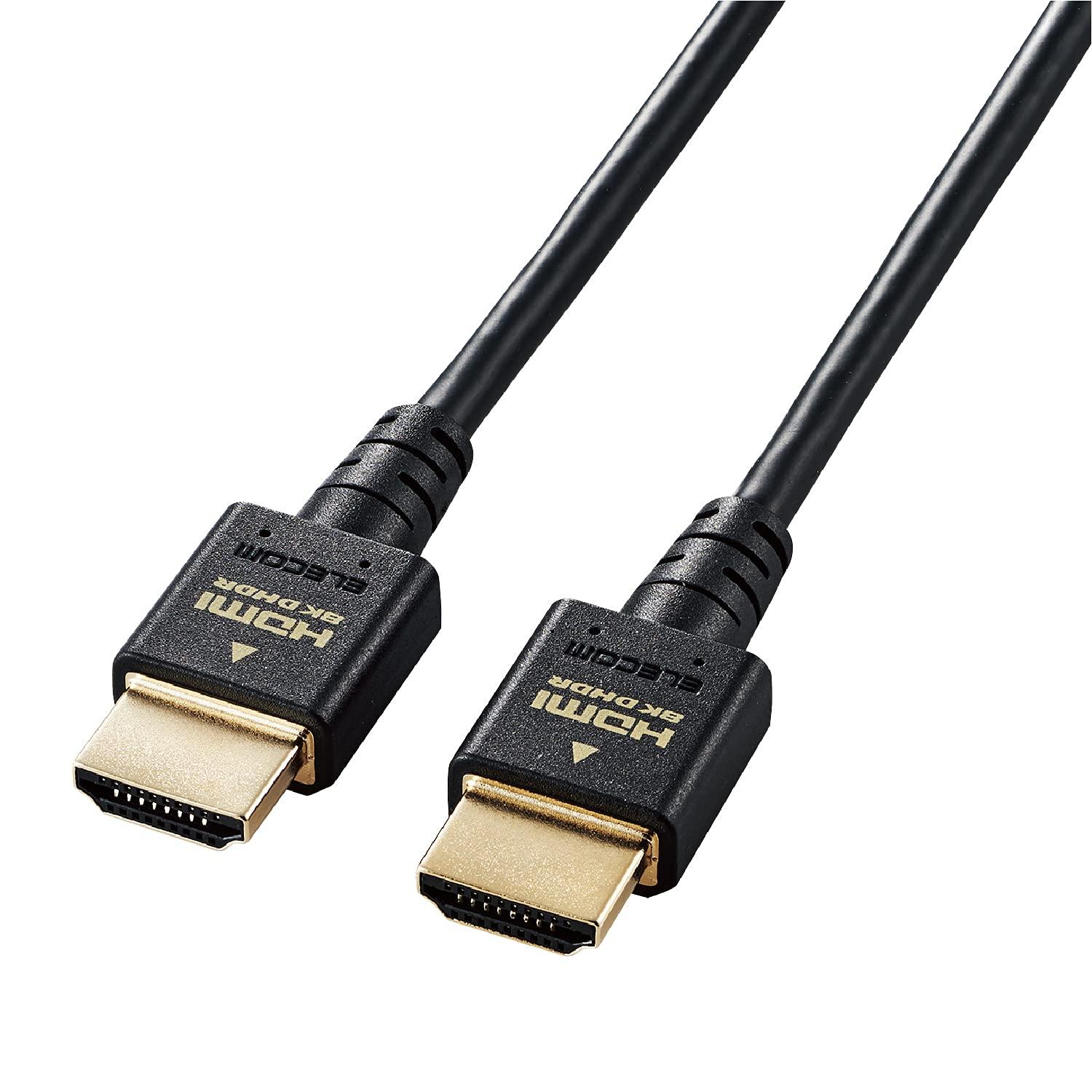 ELECOM エレコム HDMIケーブル/HDMI2.1/ウルトラハイスピード/スリム/2.0m/ブラック(CAC-HD21ES20BK)