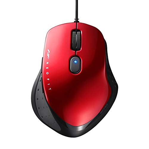 BUFFALO バッファロー 有線 BlueLED 5ボタン ネオフィットマウス Mサイズ レッド(BSMBU510MRD)