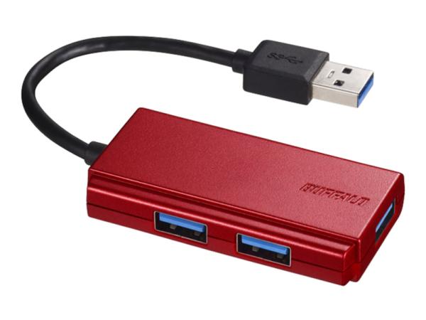 BUFFALO バッファロー USB3.0 バスパワー 3ポート ハブ レッド(BSH3U100U3RD)