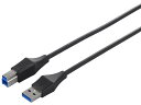 BUFFALO バッファロー USB3.0 A to B スリムケーブル 0.5m ブラック(BSUABSU305BK)(2)