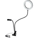 ELECOM エレコム LEDリングライト/16cm/クリップスタンド/3色モード/ブラック(DE-L01BK)