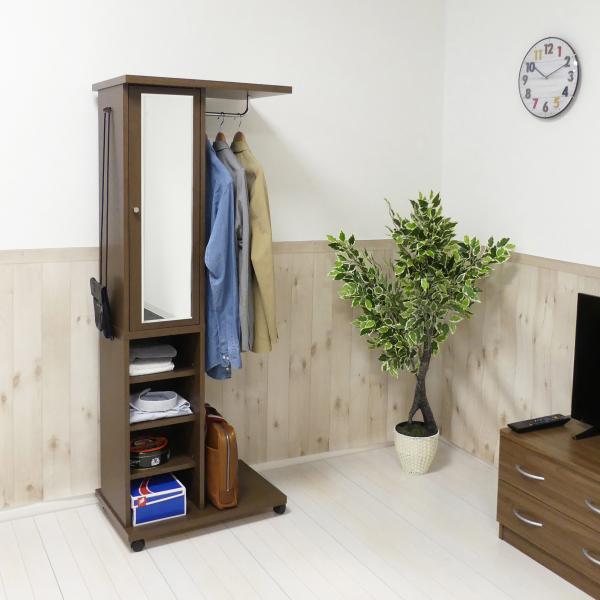 KUROSHIO クロシオ 【62136】 ミラー付ハンガーラック（ブラウン） 【北海道、沖縄、離島配達不可】