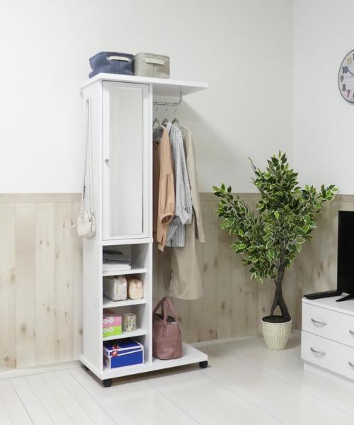 KUROSHIO クロシオ 【62137】 ミラー付ハンガーラック（ホワイト） 【北海道、沖縄、離島配達不可】