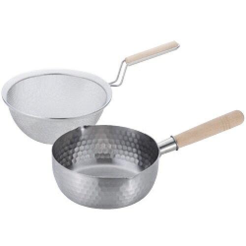 Ih Compatible - 和平フレイズ 彩食庵 IH対応ステンレス雪平鍋18cm＆木柄ザルセット(SM-9549) (1033583)【入数:12】