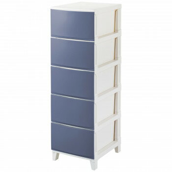 サンカ 収納 チェスト 5段 サンド ネイビー 色 (幅34×奥行42×高さ107cm) squ+ ROOM'S shade RSD-S345SNV 日本製