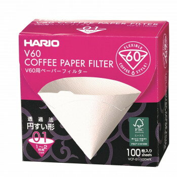 HARIO(ハリオ) HARIO V60用ペーパーフィルターW100枚箱入り-01WK 白