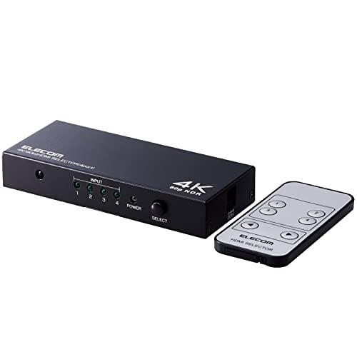 ELECOM エレコム HDMI切替器/4K60P対応/4ポート/4入力1出力/専用リモコン付/ブラック(DH-SW4KP41BK)