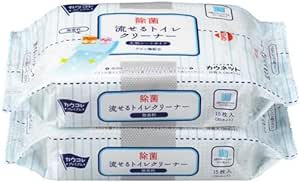 【在庫限即納】エーワン 流せるトイレクリーナー大判シートタイプ 無香料 15枚入×2