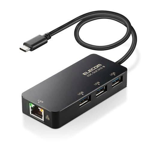 ELECOM エレコム 有線LANアダプタ/Giga対応/USB3.1/Type-C/USBハブ付/ブラック(EDC-GUC3H2-B)