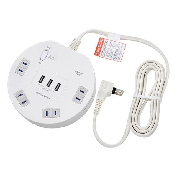 ELPA(朝日電器) コードツキタップ(WLS-LS402RUSBW)