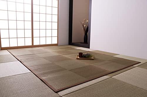 イケヒコ い草 ラグ カーペット マット ノア 約352×261cm 【江戸間6畳】 ブラウン ナチュラル シンプル モダン 市松 格子 消臭 防臭 抗菌 #4106506