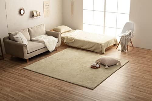 イケヒコ ラグ カーペット マット 長方形 ラピアス ミルキーベージュ 約200×300cm シンプル 無地 やわ..