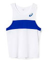 ASICS アシックス APGA3M’Sランニングシャツ XT1039 ホワイトxブルー(0145) サイズ:L
