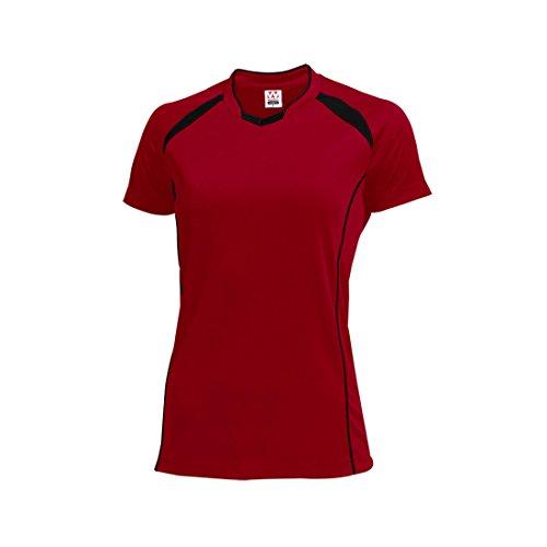 ウンドウ(Wundou) ウィメンズバレーボールシャツ　P－1620J　赤xブラック（92）　サイズ：110