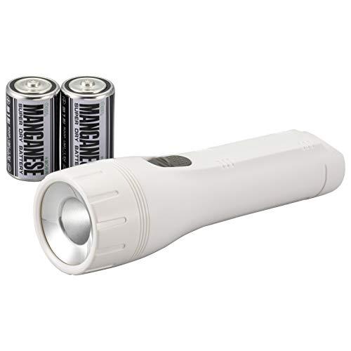 OHM オーム電機 LEDライト(単1形x2本付属/72 lm/連続使用150時間/白色LED/ホワイト) LHP-07C5