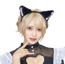 クリアストーン 猫耳カチューシャ ふせ耳 黒×ピンク(3)