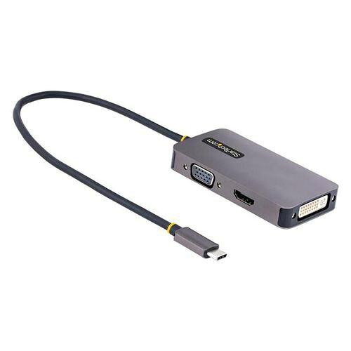 STARTECH.COM スターテック StarTech.com ディスプレイアダプター/USB Type-C接続/シングルモニター/4K60Hz HDMI/DVI/VGA/Thunderbolt 3 ＆ 4/各種OS対応/3-in-1 USB Type-C マルチポートビデオ変換アダプター 118-USBC-HDMI-VGADVI グレー
