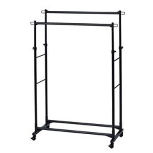 IRISOHYAMA アイリスオーヤマ アイリスオーヤマ スタイルハンガーハード【リニューアル】 ハンガーラック ダブルタイプ 安心の高耐荷重 幅約93×奥行約43×高さ約116～172 高さ調節 ボール型キャスター サイドフック付き 360度スムーズ移動 PI-H2R ブラック