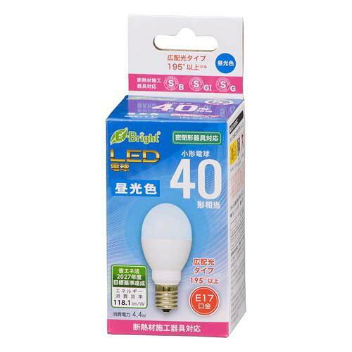 OHM オーム電機 LED電球 小形(40形相当/520 lm/4.4W/昼光色/E17/広配光195°/密閉器具対応/断熱材施工器具対応) LDA4D-G-E17 IH23