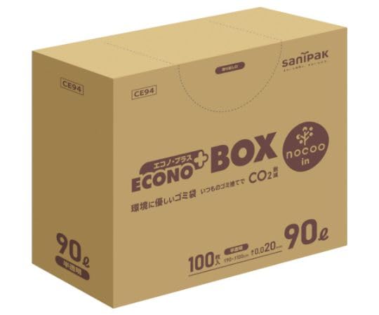 日本サニパック サニパック エコノプラスBOXノクー90L100枚0.020mm (CE94 5258)