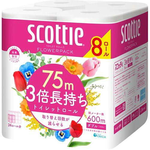 「長持ちでお得!日本製紙 スコッティ フラワーパック8ロール」 縦画像 1