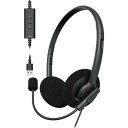 ELECOM エレコム 有線イヤホン/デュアルマイクノイズリダクション/軽量/ミュート・ボリューム手元スイッチ/USB-A/両耳/ブラック(HS-HP103UNCBK)