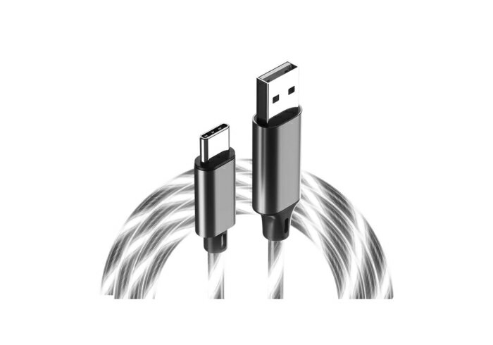 カシムラ USB充電＆同期ケーブル 1.2m A-C ホワイトLED 品番:AJ638