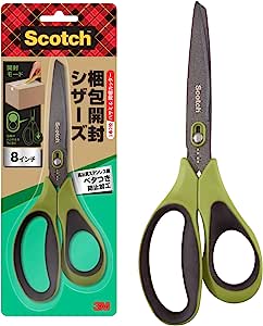 3M スリーエム スコッチ ハサミ カッター機能付き 梱包開封シザーズ ベタつき防止加工 8インチ はさみ ..