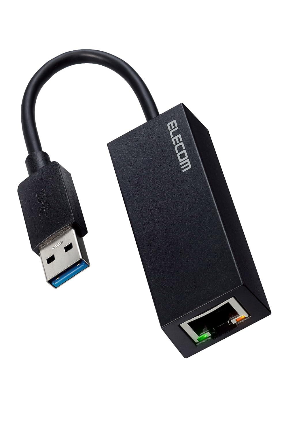 ELECOM エレコム 有線LANアダプタ/Giga対応/USB 5Gbps/Type-A/ブラック(EDC-GUA3V2-B)