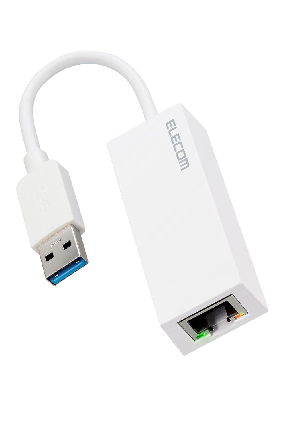 ELECOM エレコム 有線LANアダプタ/Giga対応/USB 5Gbps/Type-A/ホワイト(EDC-GUA3V2-W)