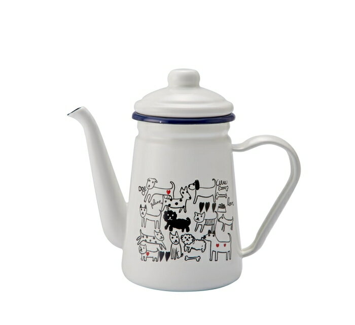 豊琺瑯 プルーン・ホーローカフェポット「モノトーンドッグ」・PCP-704 (PCP-704)