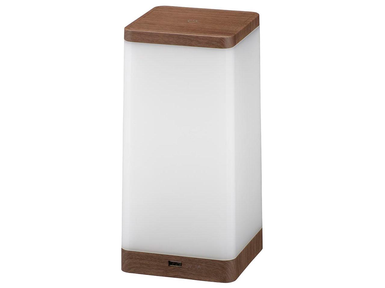 OHM オーム電機 LEDタッチライト(3段階調光/電球色/400 lm/USBポート付/木目調) TT-Y32TUSB-TL