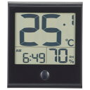 OHM オーム電機 時計付き温湿度計(メモリー機能/カレンダー表示/置き掛け両用/ 単4形×2本使用/ブラック) TEM-210B-K