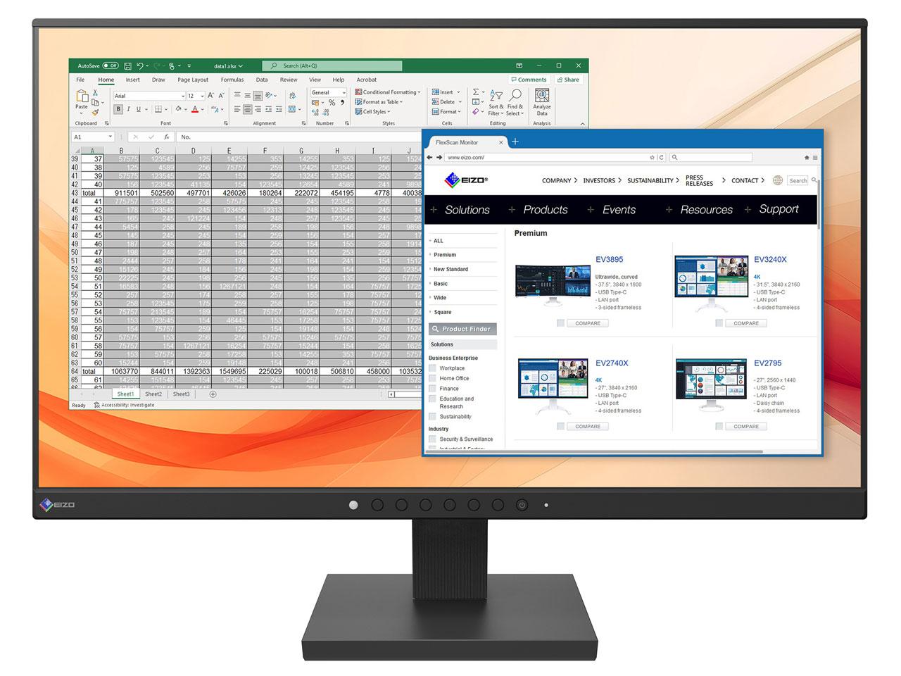 EIZO エイゾ EV2130-BK 21.5型 FlexScan 液晶 1920×1080 スピーカー搭載 D-sub DisplayPort HDMI ブラック系