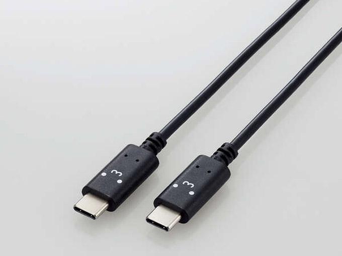 ELECOM エレコム USB Type-C to USB Type-Cケーブル/USB Power Delivery対応/顔つきタイプ/2.0m/くろちゃん(ブラックxホワイト)(MPA-CCF20BF)