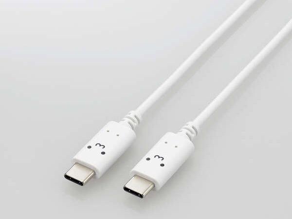 ELECOM エレコム USB Type-C to USB Type-Cケーブル/USB Power Delivery対応/顔つきタイプ/2.0m/しろちゃん(ホワイトxブラック)(MPA-CCF20WF)