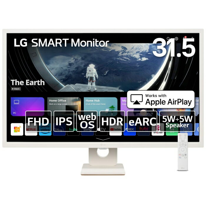 LG LG電子 webOS対応 31.5インチフルHD(1920x1080) IPSパネル SMART Monitor 32SR50F-W 31.5インチ ホワイト