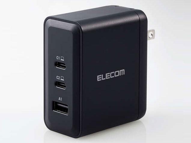 ELECOM エレコム AC充電器/USB PD対応/100W/USB-Cx2/USB-Ax1(ACDC-PD65100BK)