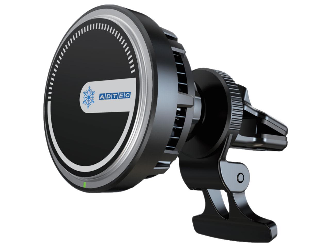 ADTEC アドテック ワイヤレス充電器/Magsafeマグネット式/車載用/ゲーミング用/15W【ACWPD-V015M-BK】