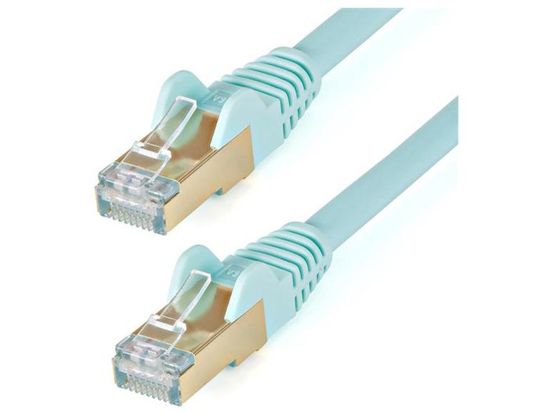 スターテック カテゴリー6A LANケーブル 1.5M アクア ツメ折れ防止RJ45コネクタ 10ギガビット