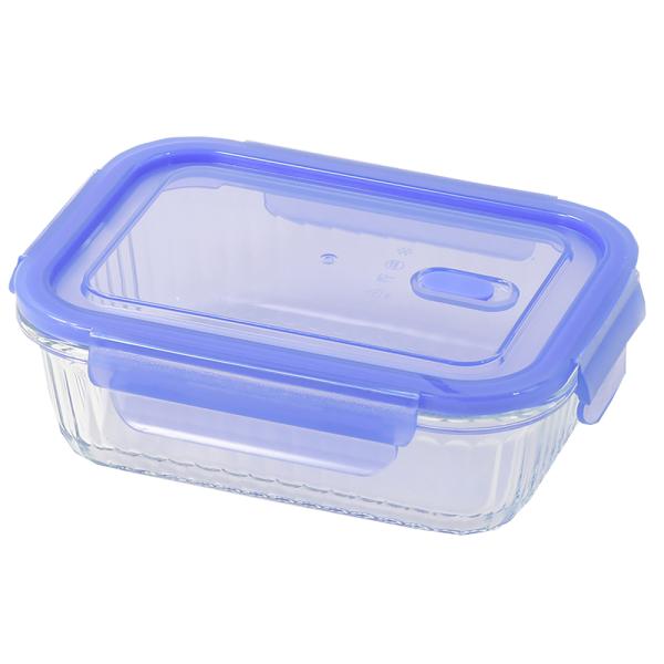 Spice Containers - リバティーコーポレーション 耐熱ガラス バルブ付 保存容器 長方形 350ml クリアブルー LD-469 NewStyle