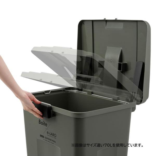 天馬(Tenma) 天馬 ゴミ箱 フタ付き 45L 屋外 ワンタッチ開閉 カーキ 幅32×奥行40×高さ65cm ELB-TOP45 Boite e-LABO タッチオープンペール