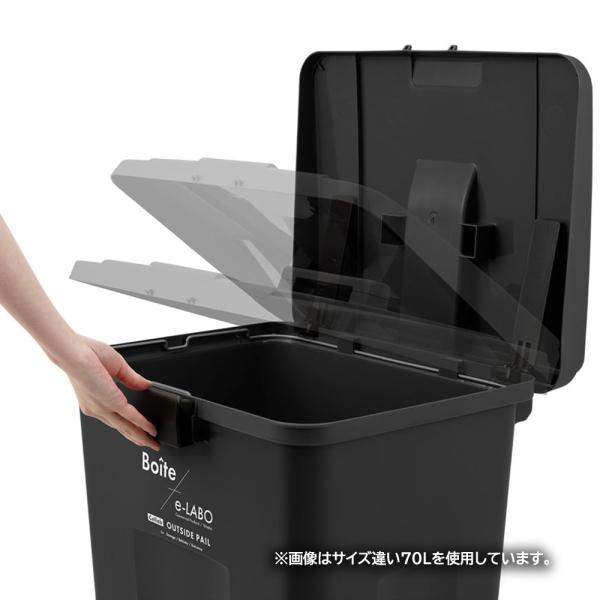 天馬(Tenma) 天馬 ゴミ箱 フタ付き 45L 屋外 ワンタッチ開閉 ブラック 幅32×奥行40×高さ65cm ELB-TOP45 Boite e-LABO タッチオープンペール
