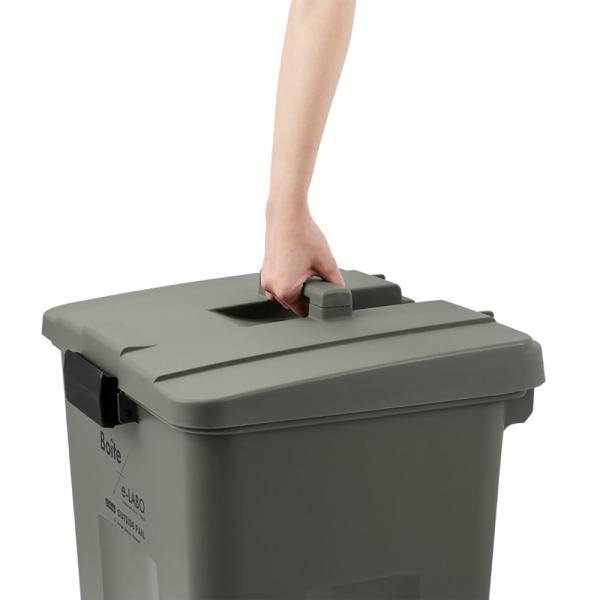 天馬(Tenma) 天馬 ゴミ箱 フタ付き 70L 屋外 ワンタッチ開閉 大容量 カーキ 幅47×奥行40×高さ65cm ELB-TOP70 Boite e-LABO タッチオープンペール