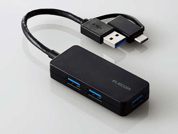 ELECOM GR USBHUB3.0/Type-CϊA_v^t/3|[g/ubN(U3H-CAK3005BBK)