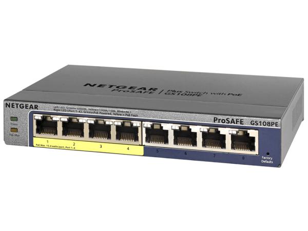 NETGEAR ネットギア GS108PEライフタイムPoE 日本語GUIギガ8ポート アンマネージプラス(GS108PE-300JPS)