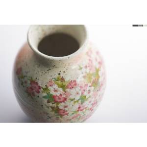 山治陶苑 志野 8号花瓶 桜紅葉 YJ14‐01