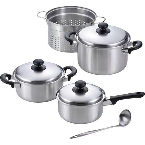 和平フレイズ 燕三 IH対応片手鍋18cm＆両手鍋20cm＆パスタポット22cm(お玉付)(EM-022) (1034267)