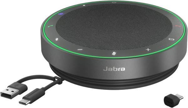 GN Audio Jabra Speak2 75 Link 380c スピーカーフォン USB-Cドングル付属 会議用マイクスピーカー 最上位モデル 最新ノイズキャンセリング機能 有線/無線接続 MS Teams/Zoom 認定 最先端ビームフォーミングマイク スーパーワイドバンドオーディオ 65mmフルレンジスピーカー